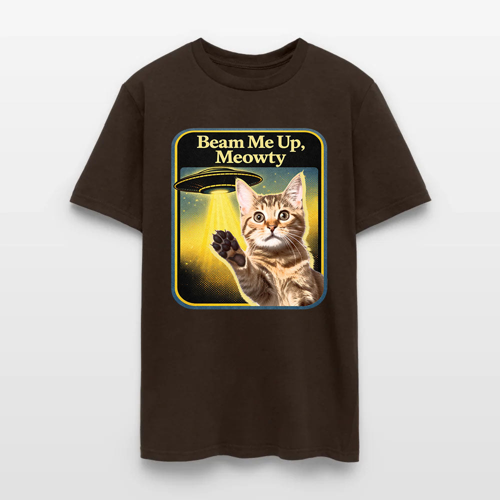 Personalized Cat Photo Beam Me Up Meowty UFO T-Shirt