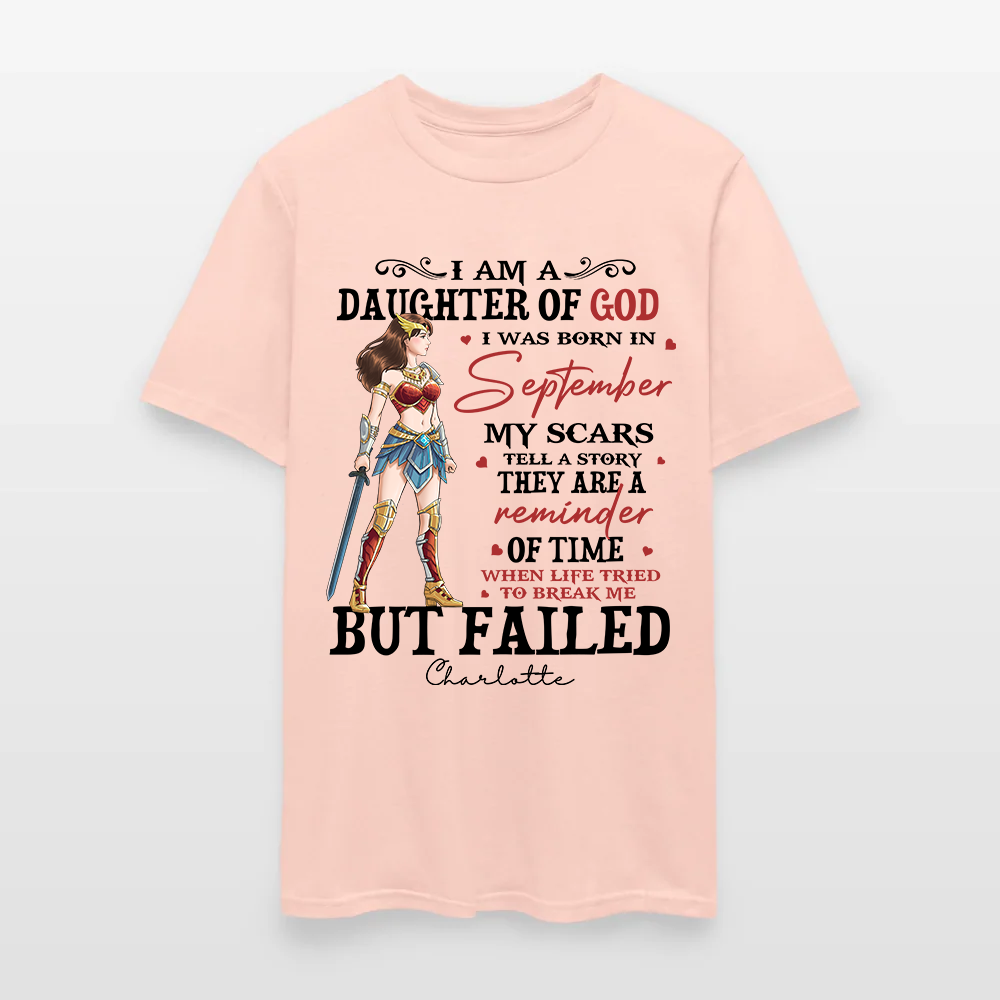 Personalized Wonder Woman Warrior of God I Am a Daughter of God I Was Born in My Scars T-Shirt