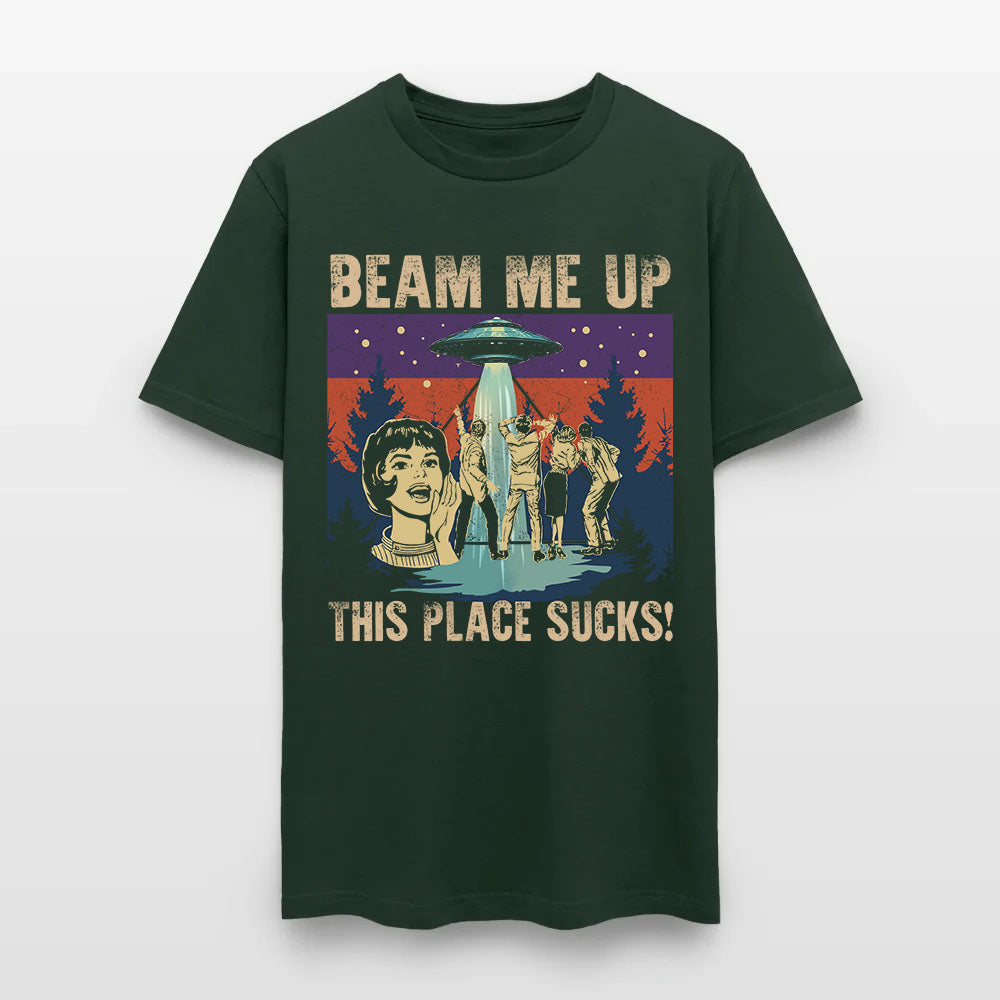 Beam Me Up This Place Sucks Sci-Fi Alien T-Shirt