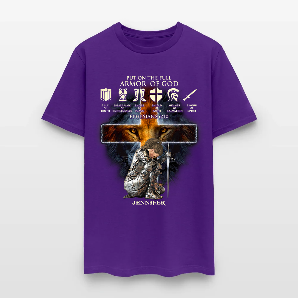 Personalized Woman Warrior of God Put On The Full Armor of God Ephesians 6:10 Christian T-Shirt