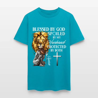 Personalized Woman Warrior of God Blessed by God Spoiled by My Husband T-Shirt