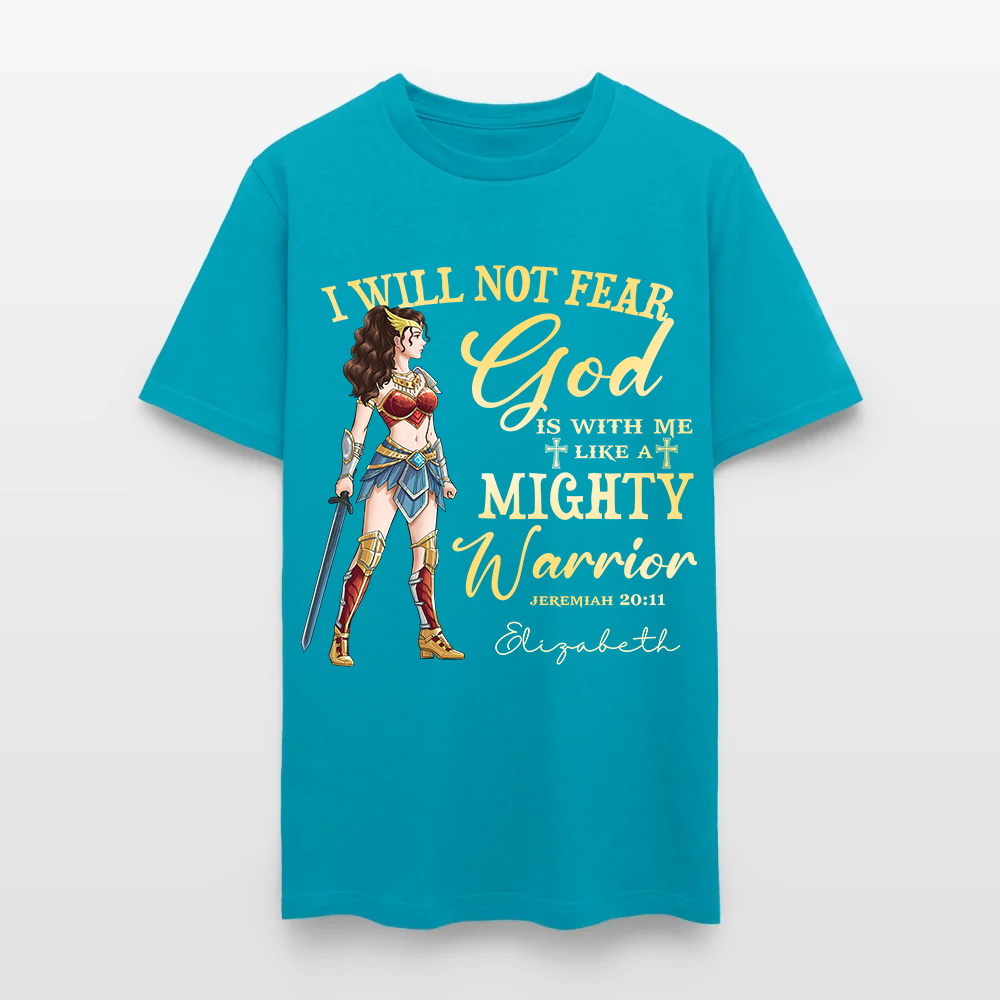Personalized Wonder Woman Warrior of God I Will Not Fear for God Is with Me Jeremiah 20:11 T-Shirt