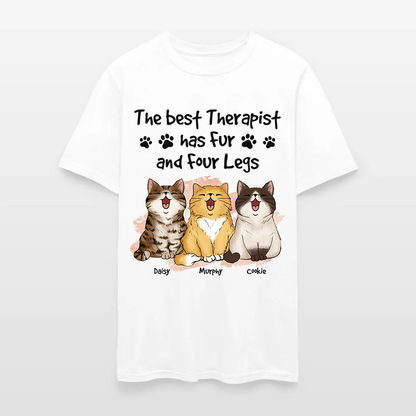 Personalized Funny Cat The Best Therapist Has Fur and Four Legs T-Shirt