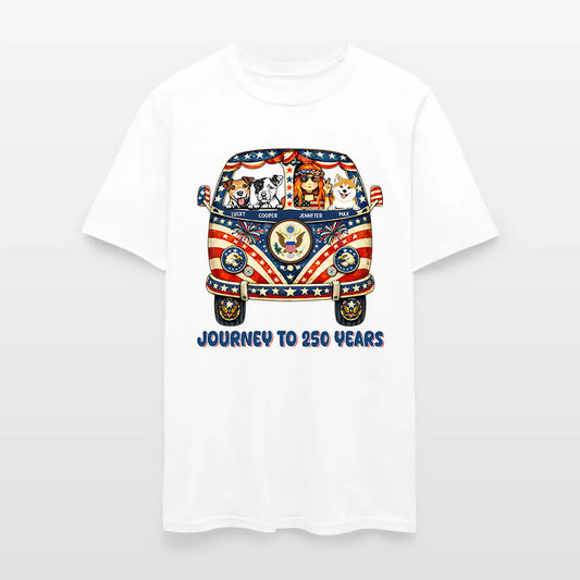 Personalized Hippie Girl Dog America 250th Anniversary Patriotic T-Shirt