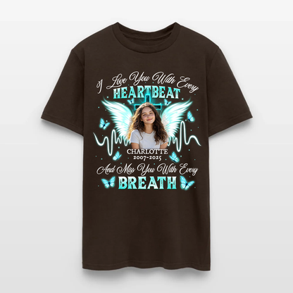 Personalized Memorial Photo I Love You With Every Heartbeat T-Shirt