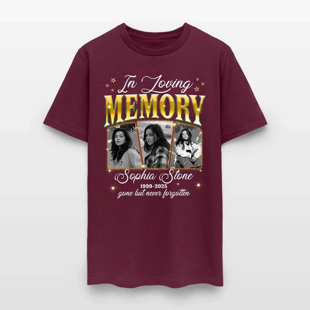 Personalized Memorial Photo In Loving Memory Gone but Never Forgotten T-Shirt