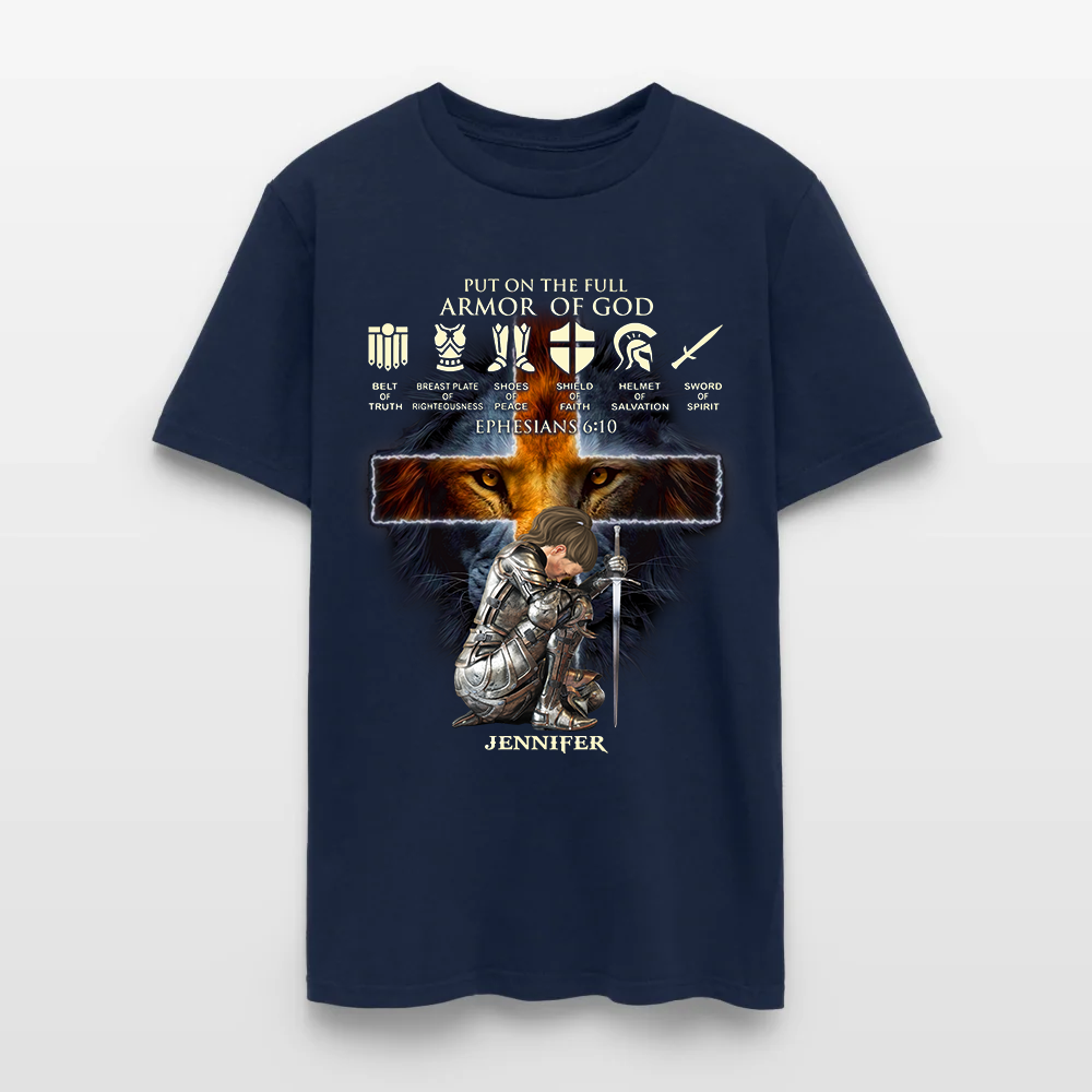 Personalized Woman Warrior of God Put On The Full Armor of God Ephesians 6:10 Christian T-Shirt