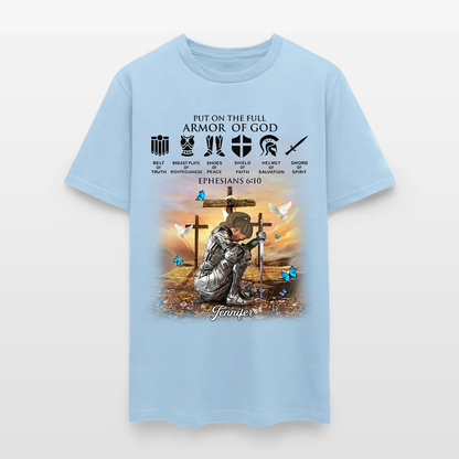 Personalized Christian Woman Warrior of God Put On The Full Armor of God Ephesians 6:10 T-Shirt