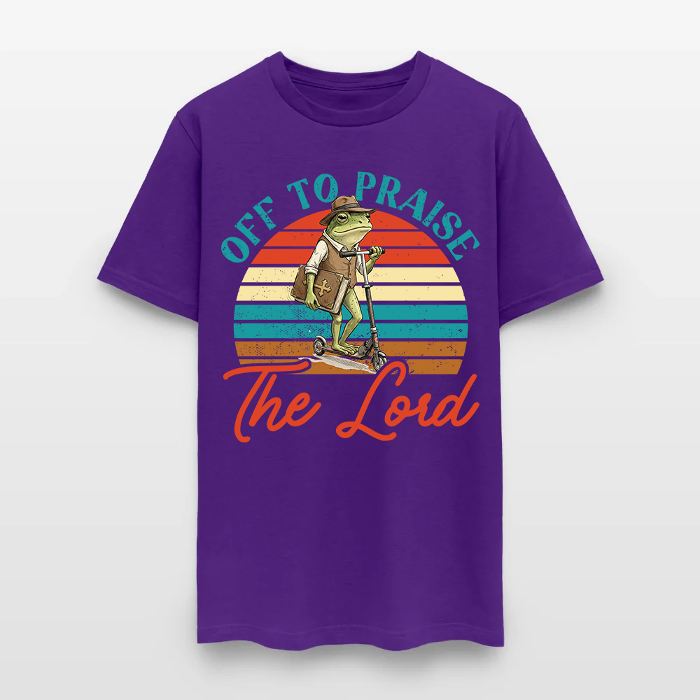 Funny Frog Off To Praise The Lord Bible Study Christian T-Shirt