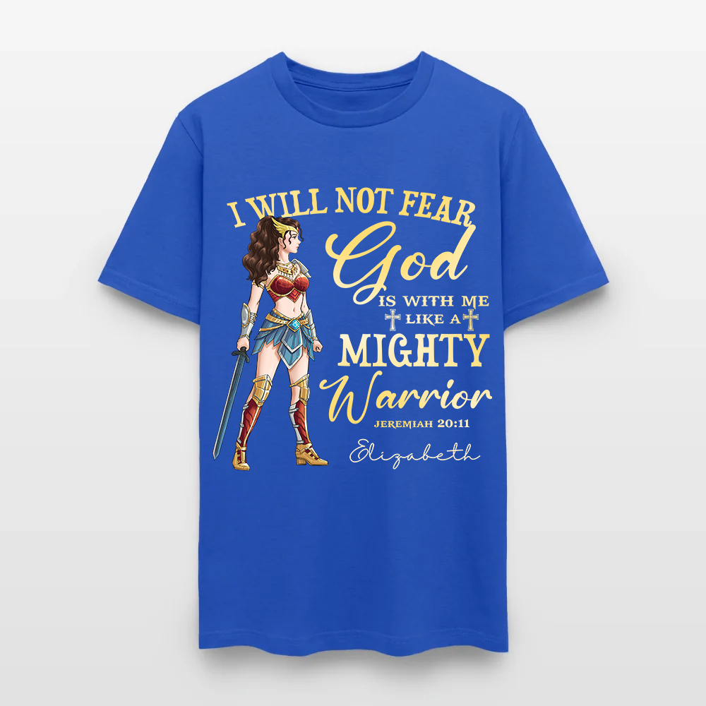 Personalized Wonder Woman Warrior of God I Will Not Fear for God Is with Me Jeremiah 20:11 T-Shirt
