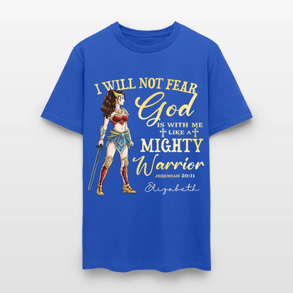 Personalized Wonder Woman Warrior of God I Will Not Fear for God Is with Me Jeremiah 20:11 T-Shirt