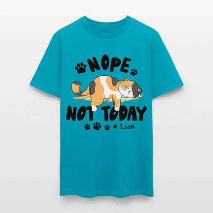 Personalized Funny Lazy Cat Nope Not Today T-Shirt