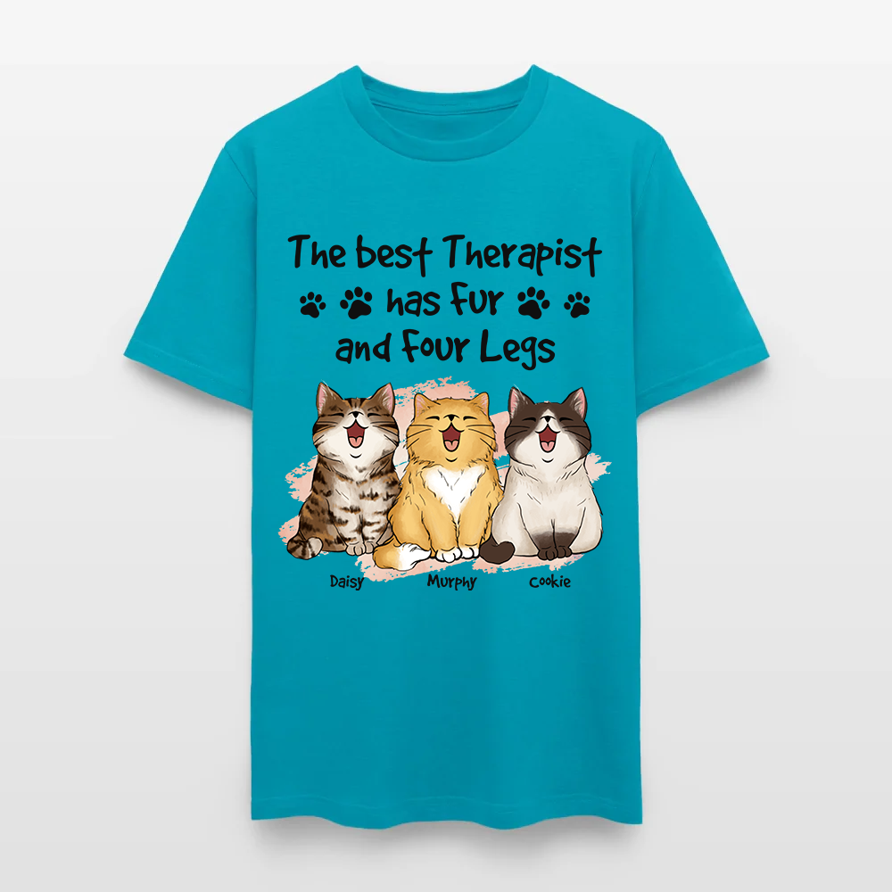 Personalized Funny Cat The Best Therapist Has Fur and Four Legs T-Shirt