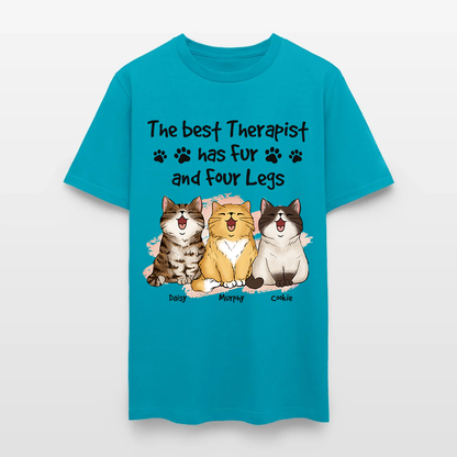 Personalized Funny Cat The Best Therapist Has Fur and Four Legs T-Shirt