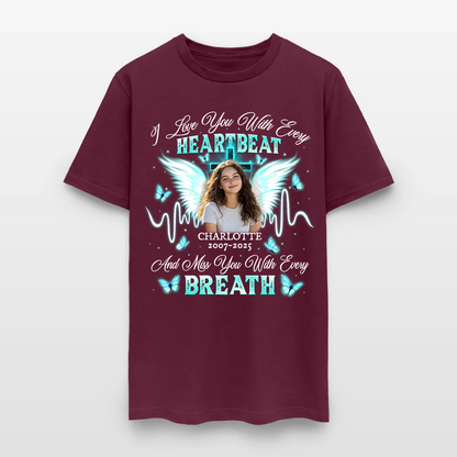 Personalized Memorial Photo I Love You With Every Heartbeat T-Shirt