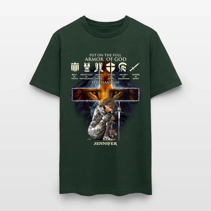 Personalized Woman Warrior of God Put On The Full Armor of God Ephesians 6:10 Christian T-Shirt