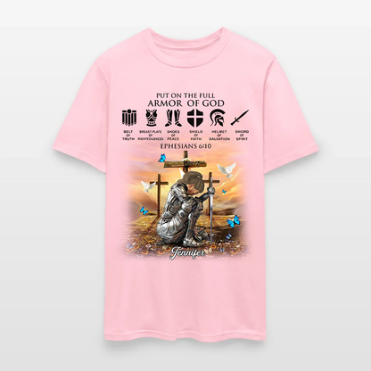 Personalized Christian Woman Warrior of God Put On The Full Armor of God Ephesians 6:10 T-Shirt