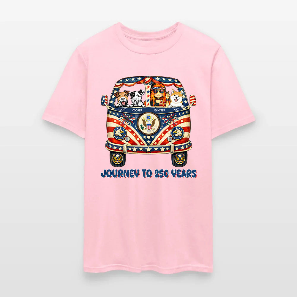 Personalized Hippie Girl Dog America 250th Anniversary Patriotic T-Shirt