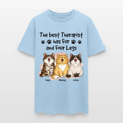 Personalized Funny Cat The Best Therapist Has Fur and Four Legs T-Shirt