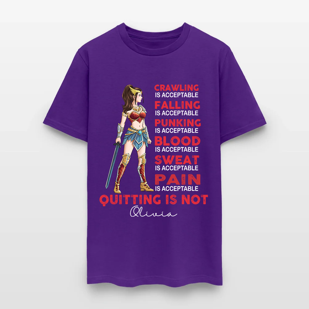 Personalized Wonder Woman Warrior Crawling is Acceptable Falling is Acceptable Quitting is Not T-Shirt