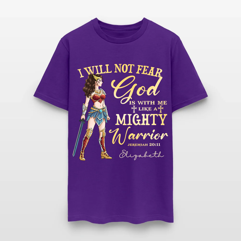 Personalized Wonder Woman Warrior of God I Will Not Fear for God Is with Me Jeremiah 20:11 T-Shirt