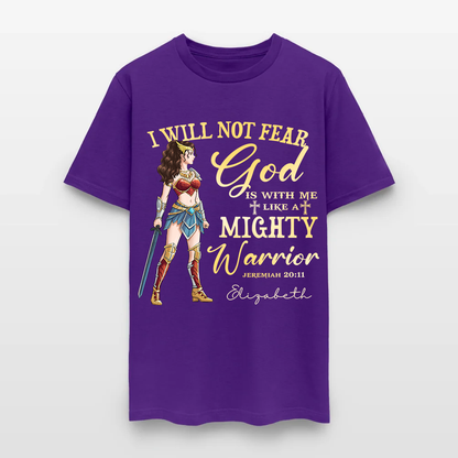 Personalized Wonder Woman Warrior of God I Will Not Fear for God Is with Me Jeremiah 20:11 T-Shirt
