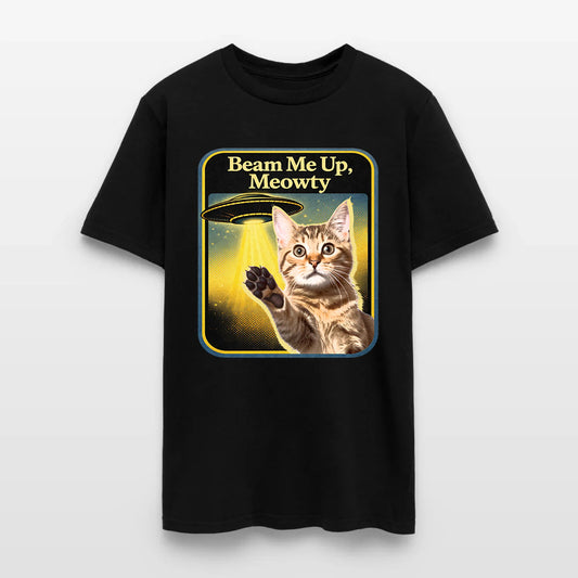 Personalized Cat Photo Beam Me Up Meowty UFO T-Shirt