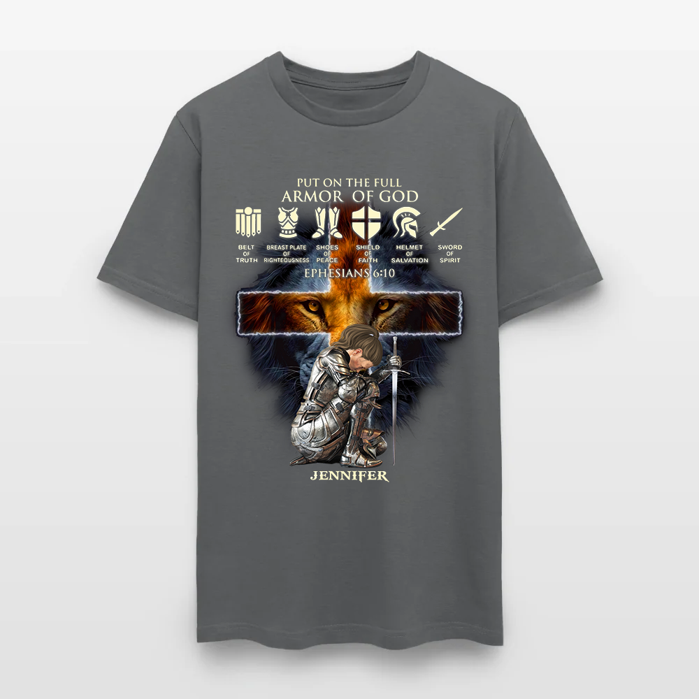 Personalized Woman Warrior of God Put On The Full Armor of God Ephesians 6:10 Christian T-Shirt