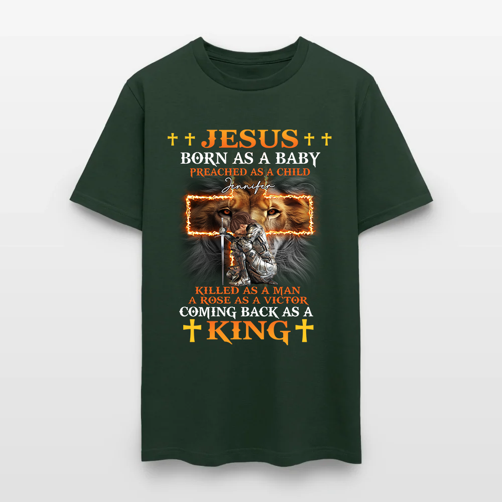 Personalized Warrior of God Jesus Born as a Baby Preached as a Child T-Shirt