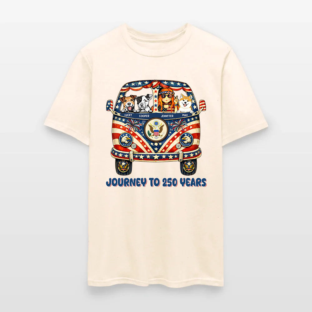 Personalized Hippie Girl Dog America 250th Anniversary Patriotic T-Shirt