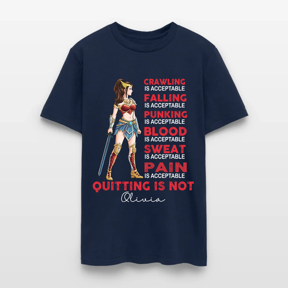 Personalized Wonder Woman Warrior Crawling is Acceptable Falling is Acceptable Quitting is Not T-Shirt