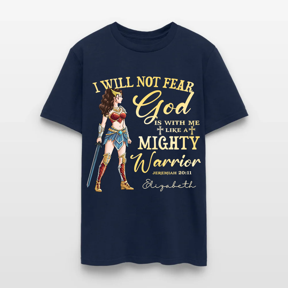 Personalized Wonder Woman Warrior of God I Will Not Fear for God Is with Me Jeremiah 20:11 T-Shirt