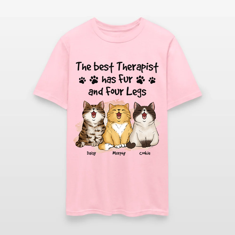 Personalized Funny Cat The Best Therapist Has Fur and Four Legs T-Shirt