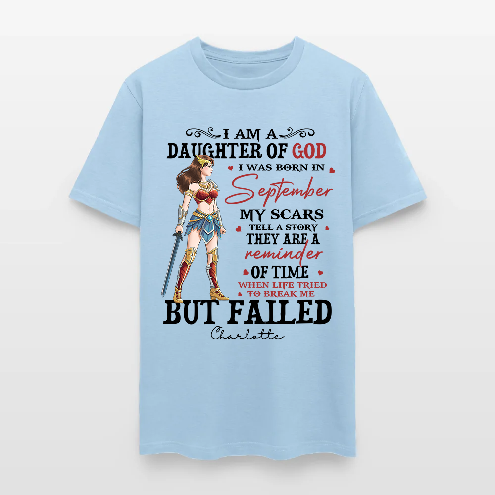 Personalized Wonder Woman Warrior of God I Am a Daughter of God I Was Born in My Scars T-Shirt
