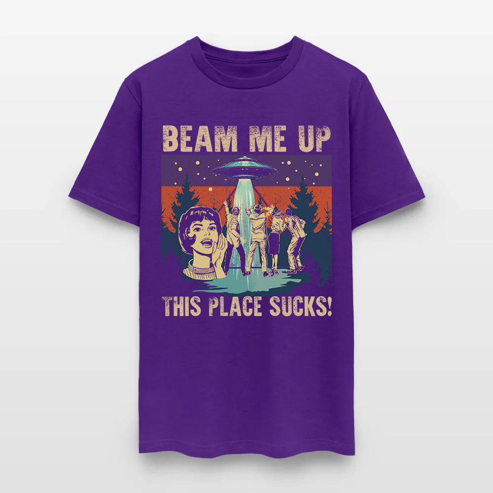 Beam Me Up This Place Sucks Sci-Fi Alien T-Shirt