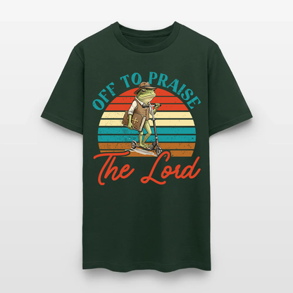 Funny Frog Off To Praise The Lord Bible Study Christian T-Shirt