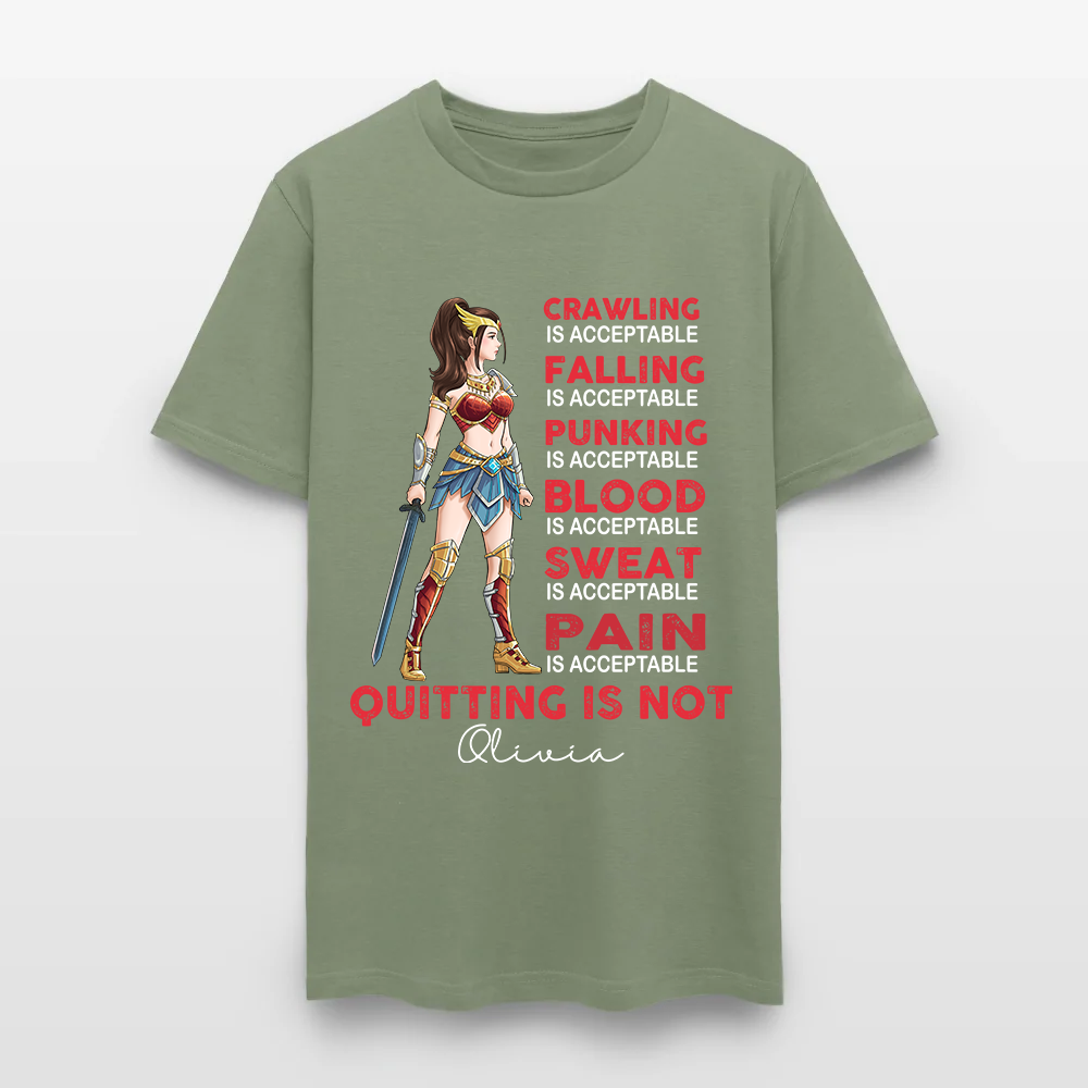 Personalized Wonder Woman Warrior Crawling is Acceptable Falling is Acceptable Quitting is Not T-Shirt