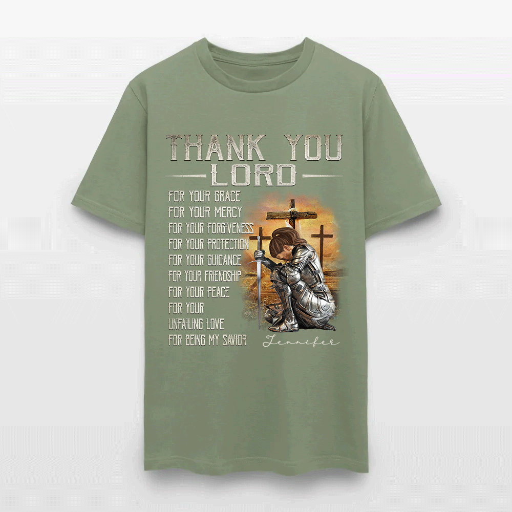 Personalized Warrior of God Thank You Lord For Your Grace T-Shirt
