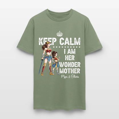 Personalized Mother and Daughter Warrior Keep Calm I Am Her Wonder Mother T-Shirt