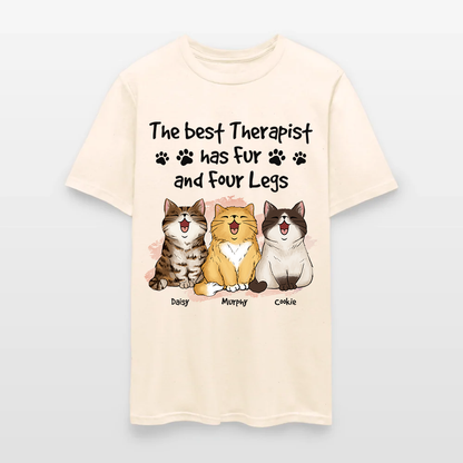 Personalized Funny Cat The Best Therapist Has Fur and Four Legs T-Shirt