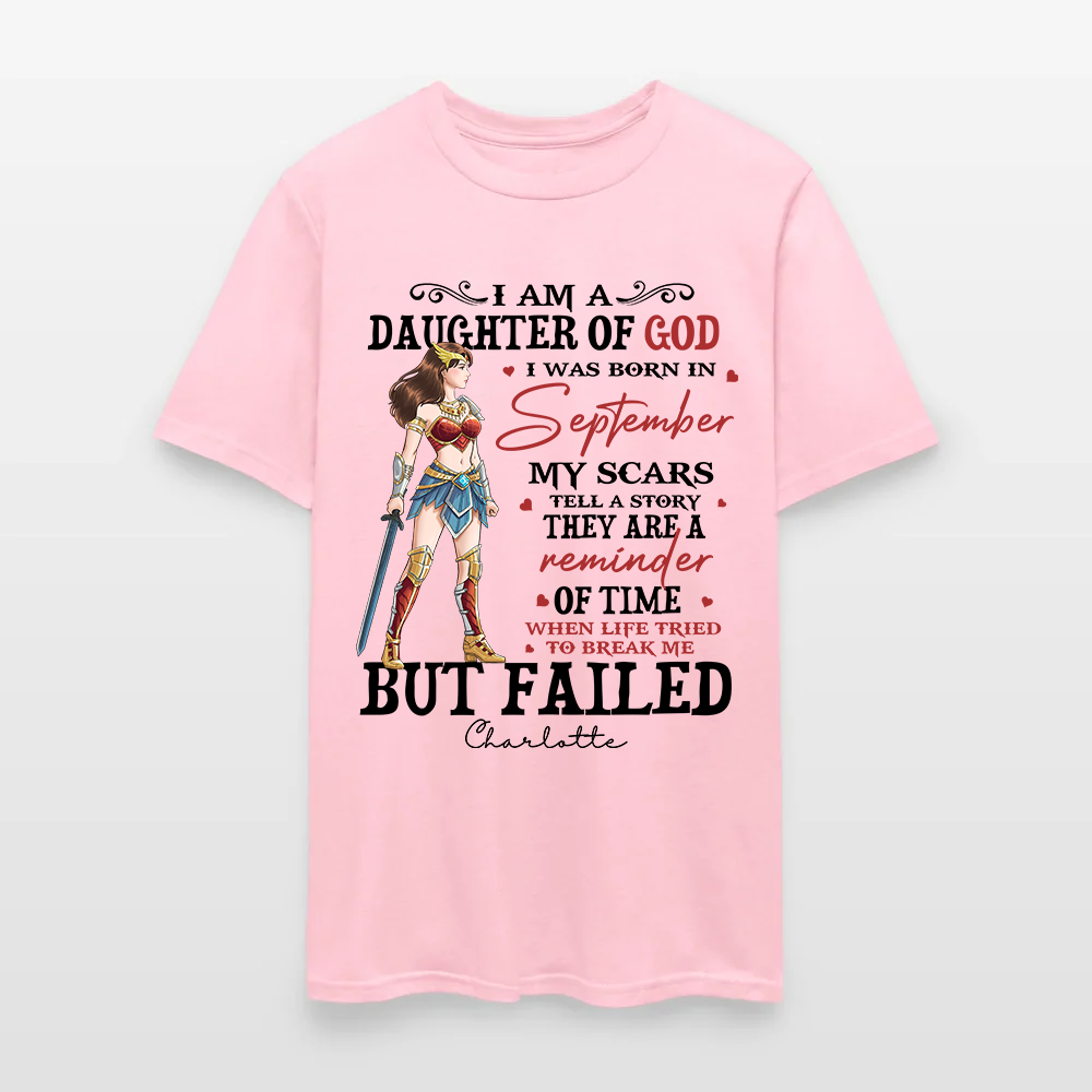 Personalized Wonder Woman Warrior of God I Am a Daughter of God I Was Born in My Scars T-Shirt