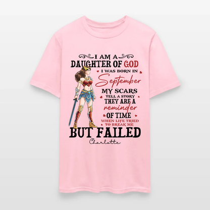 Personalized Wonder Woman Warrior of God I Am a Daughter of God I Was Born in My Scars T-Shirt