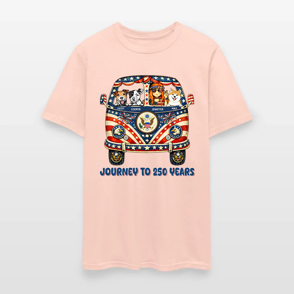 Personalized Hippie Girl Dog America 250th Anniversary Patriotic T-Shirt