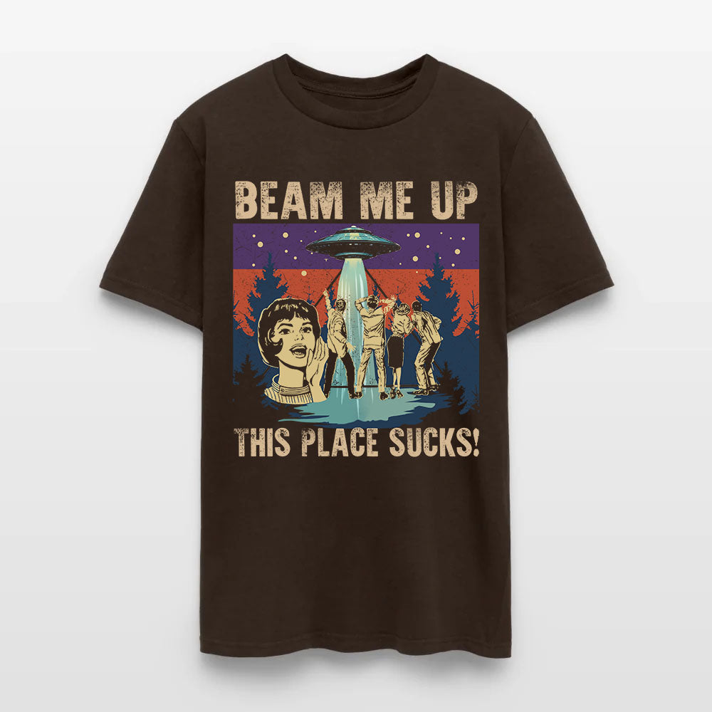Beam Me Up This Place Sucks Sci-Fi Alien T-Shirt