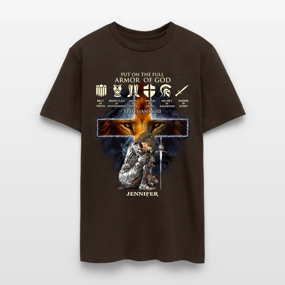 Personalized Woman Warrior of God Put On The Full Armor of God Ephesians 6:10 Christian T-Shirt