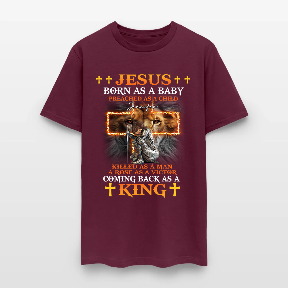 Personalized Warrior of God Jesus Born as a Baby Preached as a Child T-Shirt