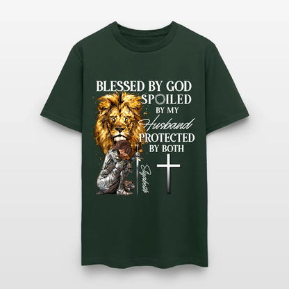 Personalized Woman Warrior of God Blessed by God Spoiled by My Husband T-Shirt