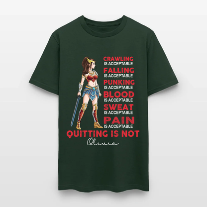 Personalized Wonder Woman Warrior Crawling is Acceptable Falling is Acceptable Quitting is Not T-Shirt