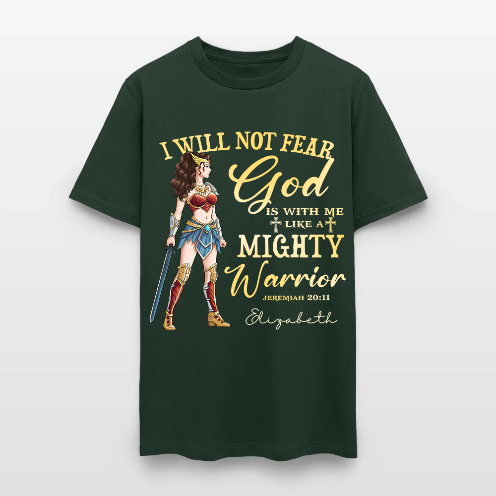 Personalized Wonder Woman Warrior of God I Will Not Fear for God Is with Me Jeremiah 20:11 T-Shirt