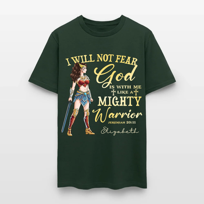 Personalized Wonder Woman Warrior of God I Will Not Fear for God Is with Me Jeremiah 20:11 T-Shirt